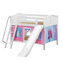Maxtrix Full Low Bunk Bed With Angled Ladder, Curtain + Slide -Kid Furniture CLIFF28 WC 0e26ce4f 4e1f 42dc 80b1 b67e4ba02991