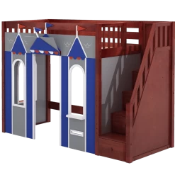 Maxtrix Twin High Loft Bed With Stairs + Playhouse Panels -Kid Furniture COLISEUM44 CS fea8a2b5 0a0e 4515 afd0 91e5bb5842f8