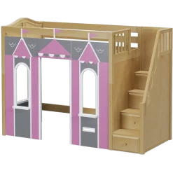 Maxtrix Twin High Loft Bed With Stairs + Playhouse Panels -Kid Furniture COLISEUM44 NC ec2a7c1e 6237 4412 b9b5 ddbb4fdb6191