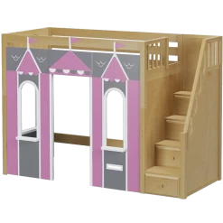 Maxtrix Twin High Loft Bed With Stairs + Playhouse Panels -Kid Furniture COLISEUM44 NP 8c07ba90 db57 4555 a3f5 04a1429c57ad