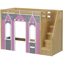 Maxtrix Twin High Loft Bed With Stairs + Playhouse Panels -Kid Furniture COLISEUM44 NS a75091b3 ba63 4d7c b71c 2979349e4ac2