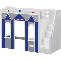 Maxtrix Twin High Loft Bed With Stairs + Playhouse Panels -Kid Furniture COLISEUM44 WC f996ee16 56d7 420f acd7 d37538602ea7