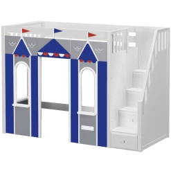Maxtrix Twin High Loft Bed With Stairs + Playhouse Panels -Kid Furniture COLISEUM44 WS 322c5f10 541d 4e9d abf9 930b60f23932