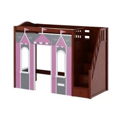 Maxtrix Twin High Loft Bed With Stairs + Playhouse Panels -Kid Furniture COLISEUM 077 CC