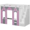Maxtrix Twin High Loft Bed With Stairs + Playhouse Panels -Kid Furniture COLISEUM 077 WS