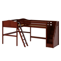 Maxtrix Twin Full High Corner Loft Bed With Ladder + Stairs - R -Kid Furniture CREST CC 3c7955db 6d93 4533 8763 94db23b44341