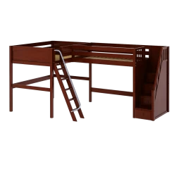 Maxtrix Twin Full High Corner Loft Bed With Ladder + Stairs - R -Kid Furniture CREST CP 3749b65d 611b 4bef 8a81 27c3bd5abe1a