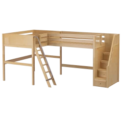 Maxtrix Twin Full High Corner Loft Bed With Ladder + Stairs - R -Kid Furniture CREST NP 09c97b3f 30c8 4231 a470 e7c577a0c411