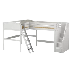 Maxtrix Twin Full High Corner Loft Bed With Ladder + Stairs - R -Kid Furniture CREST WC c5f9260b b2f9 4515 92dd 44f3aff5091d