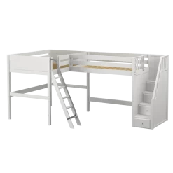 Maxtrix Twin Full High Corner Loft Bed With Ladder + Stairs - R -Kid Furniture CREST WP 735da6e4 a614 4eb0 8245 d453d2021f0c
