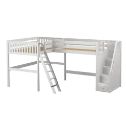 Maxtrix Twin Full High Corner Loft Bed With Ladder + Stairs - R -Kid Furniture CREST WS d12150e2 9e8d 49af 99df 20325e2ee178