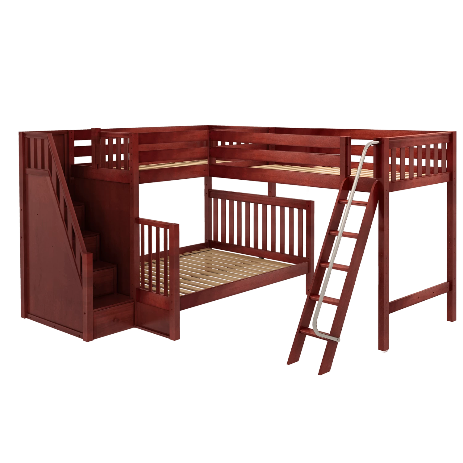 Maxtrix Corner Loft Bunk Bed - Twin XL Over Queen + Twin XL 4 Maxtrix Corner Loft Bunk Bed - Twin XL Over Queen + Twin XL - Image 2
