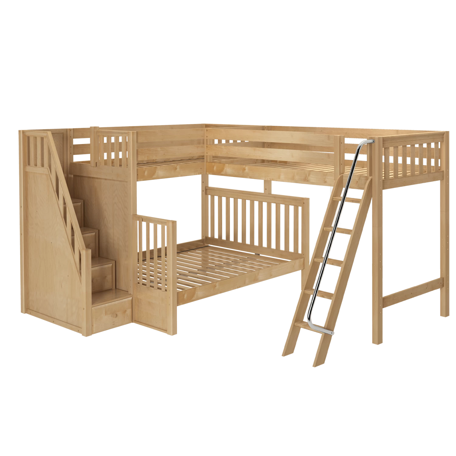 Maxtrix Corner Loft Bunk Bed - Twin XL Over Queen + Twin XL 3 Maxtrix Corner Loft Bunk Bed - Twin XL Over Queen + Twin XL