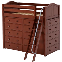 Maxtrix Twin High Loft Bed With Angled Ladder + Storage -Kid Furniture EMPEROR CC 80cc5447 97ab 4a67 a032 56520631c11e