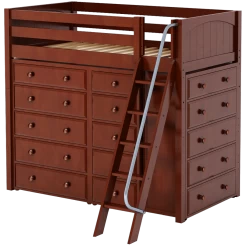 Maxtrix Twin High Loft Bed With Angled Ladder + Storage -Kid Furniture EMPEROR CP ba0c7fe1 09bd 4fa5 a8b1 565af328213e