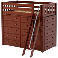 Maxtrix Twin High Loft Bed With Angled Ladder + Storage -Kid Furniture EMPEROR CS a4fd3aa9 3e02 4cc8 a1fa 4d2cfc646e08