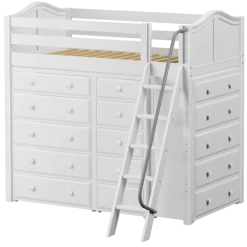 Maxtrix Twin High Loft Bed With Angled Ladder + Storage -Kid Furniture EMPEROR WC 8075e1eb d54a 4105 bba7 3c134c8e0224