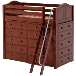 Maxtrix Twin High Loft Bed With Angled Ladder + Storage -Kid Furniture EMPEROR2 CC 0094f935 5f46 40e7 a57f dda6088aaa49