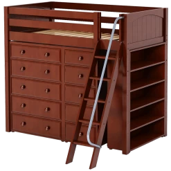 Maxtrix Twin High Loft Bed With Angled Ladder + Storage -Kid Furniture EMPEROR2 CP b88915b3 06aa 4e17 a09e 81c1b0b1ff24