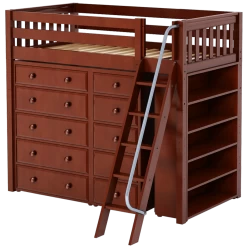 Maxtrix Twin High Loft Bed With Angled Ladder + Storage -Kid Furniture EMPEROR2 CS 01e2f00a 0748 416d 98e1 196a4cf3f217