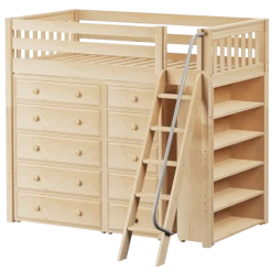 Maxtrix Twin High Loft Bed With Angled Ladder + Storage -Kid Furniture EMPEROR2 NS 768197fd cc84 466b af16 c2e1d6acf2ec