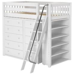 Maxtrix Twin High Loft Bed With Angled Ladder + Storage -Kid Furniture EMPEROR2 WS db3430b0 8d10 400b bab3 dfd0d07971b3