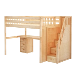 Maxtrix Full XL High Loft Bed With Stairs + Desk