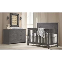 Nest Juvenile Emerson Double Dresser -Kid Furniture Emerson Collection Beige Baby Room with Dark wood double dresser and crib in Grigio 2000x1200 8d6f146a 8a06 4565 99ae 7c9086d30e41