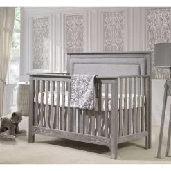 Nest Juvenile Emerson "5-in-1'' Convertible Crib -Kid Furniture Emerson Convertible in owl with fog linen weave upholstered panel 5fac1c22 3d87 43d4 a625 c6fc875c859c