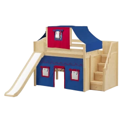 Maxtrix Full Mid Loft Bed With Stairs, Curtain, Top Tent + Slide 36 Maxtrix Full Mid Loft Bed With Stairs, Curtain, Top Tent + Slide -Kid Furniture FINE21 NC 80938f6c d385 45dd baec 63781bee9691
