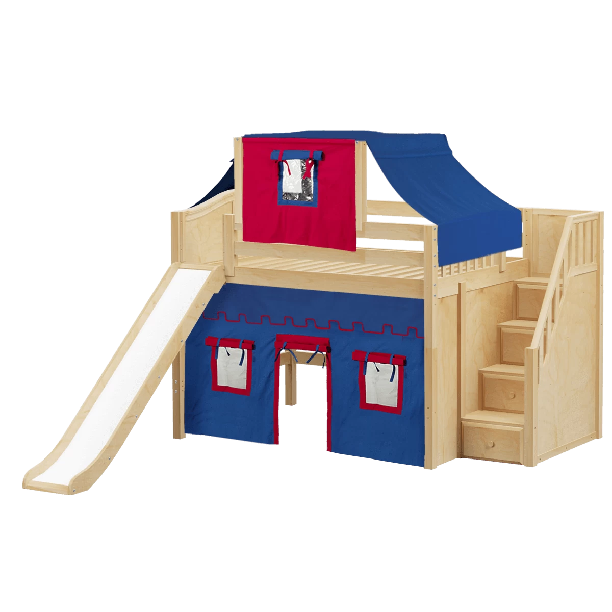 Maxtrix Full Mid Loft Bed With Stairs, Curtain, Top Tent + Slide 17 Maxtrix Full Mid Loft Bed With Stairs, Curtain, Top Tent + Slide - Image 15