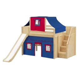 Maxtrix Full Mid Loft Bed With Stairs, Curtain, Top Tent + Slide 28 Maxtrix Full Mid Loft Bed With Stairs, Curtain, Top Tent + Slide -Kid Furniture FINE21 NP cc6f2961 fe72 4792 83e9 694a242facd0