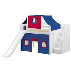 Maxtrix Full Mid Loft Bed With Stairs, Curtain, Top Tent + Slide 38 Maxtrix Full Mid Loft Bed With Stairs, Curtain, Top Tent + Slide -Kid Furniture FINE21 WS d198c8fb f836 449c 86e0 838c08b268d7