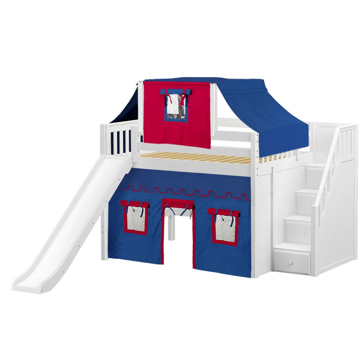 Maxtrix Full Mid Loft Bed With Stairs, Curtain, Top Tent + Slide 19 Maxtrix Full Mid Loft Bed With Stairs, Curtain, Top Tent + Slide - Image 17