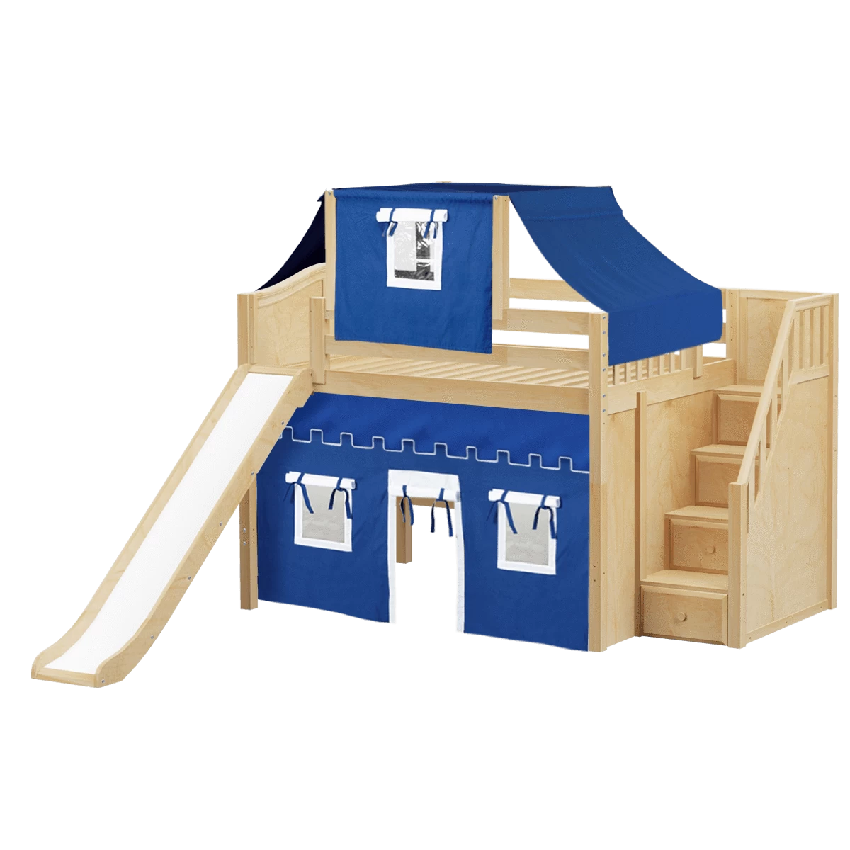 Maxtrix Full Mid Loft Bed With Stairs, Curtain, Top Tent + Slide 16 Maxtrix Full Mid Loft Bed With Stairs, Curtain, Top Tent + Slide - Image 14