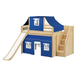 Maxtrix Full Mid Loft Bed With Stairs, Curtain, Top Tent + Slide 30 Maxtrix Full Mid Loft Bed With Stairs, Curtain, Top Tent + Slide -Kid Furniture FINE22 NS 8dca7ebe 320a 4743 b459 ac6e8b4bfebd