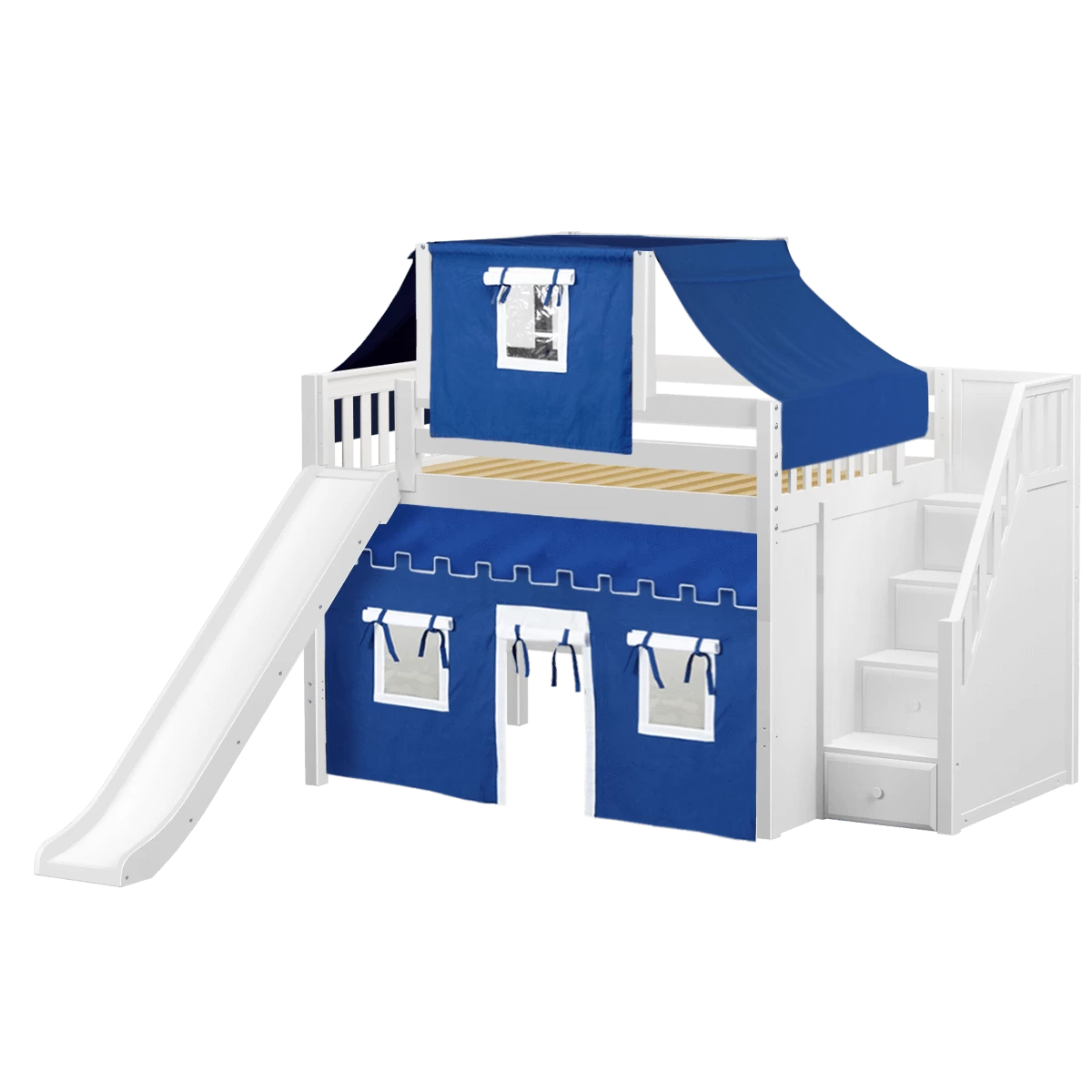Maxtrix Full Mid Loft Bed With Stairs, Curtain, Top Tent + Slide 18 Maxtrix Full Mid Loft Bed With Stairs, Curtain, Top Tent + Slide - Image 16