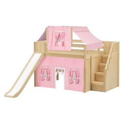 Maxtrix Full Mid Loft Bed With Stairs, Curtain, Top Tent + Slide 24 Maxtrix Full Mid Loft Bed With Stairs, Curtain, Top Tent + Slide -Kid Furniture FINE23 NP c036f1be a22c 455b a1b9 a7b836efa2ba