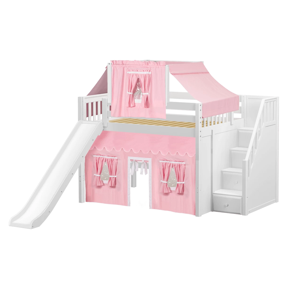 Maxtrix Full Mid Loft Bed With Stairs, Curtain, Top Tent + Slide 14 Maxtrix Full Mid Loft Bed With Stairs, Curtain, Top Tent + Slide - Image 12