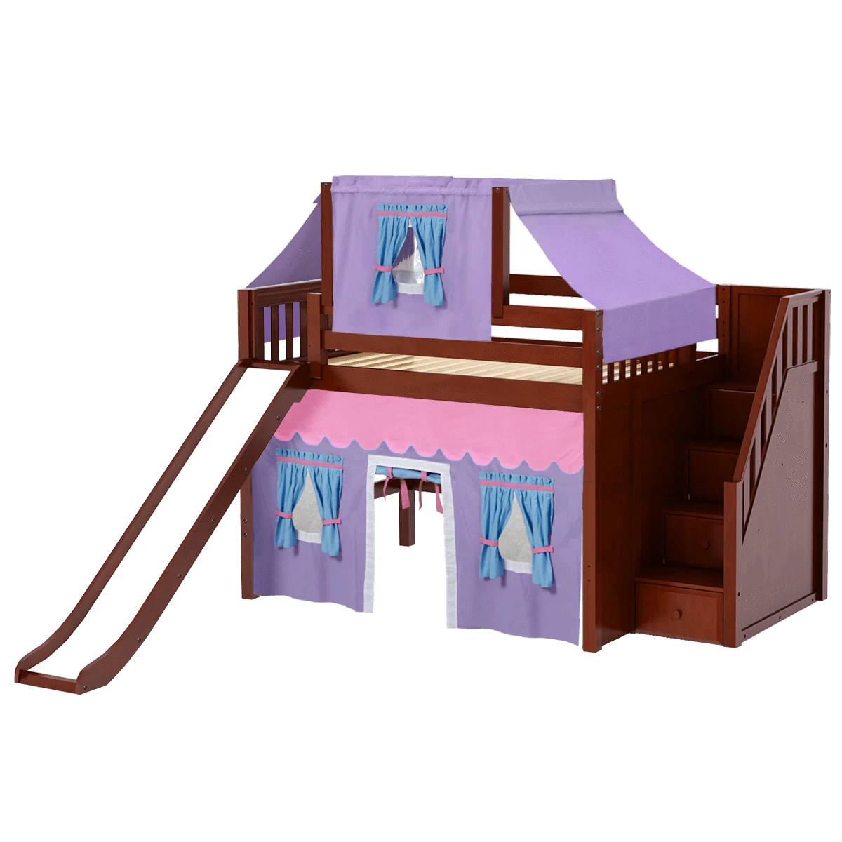 Maxtrix Full Mid Loft Bed With Stairs, Curtain, Top Tent + Slide 22 Maxtrix Full Mid Loft Bed With Stairs, Curtain, Top Tent + Slide - Image 20