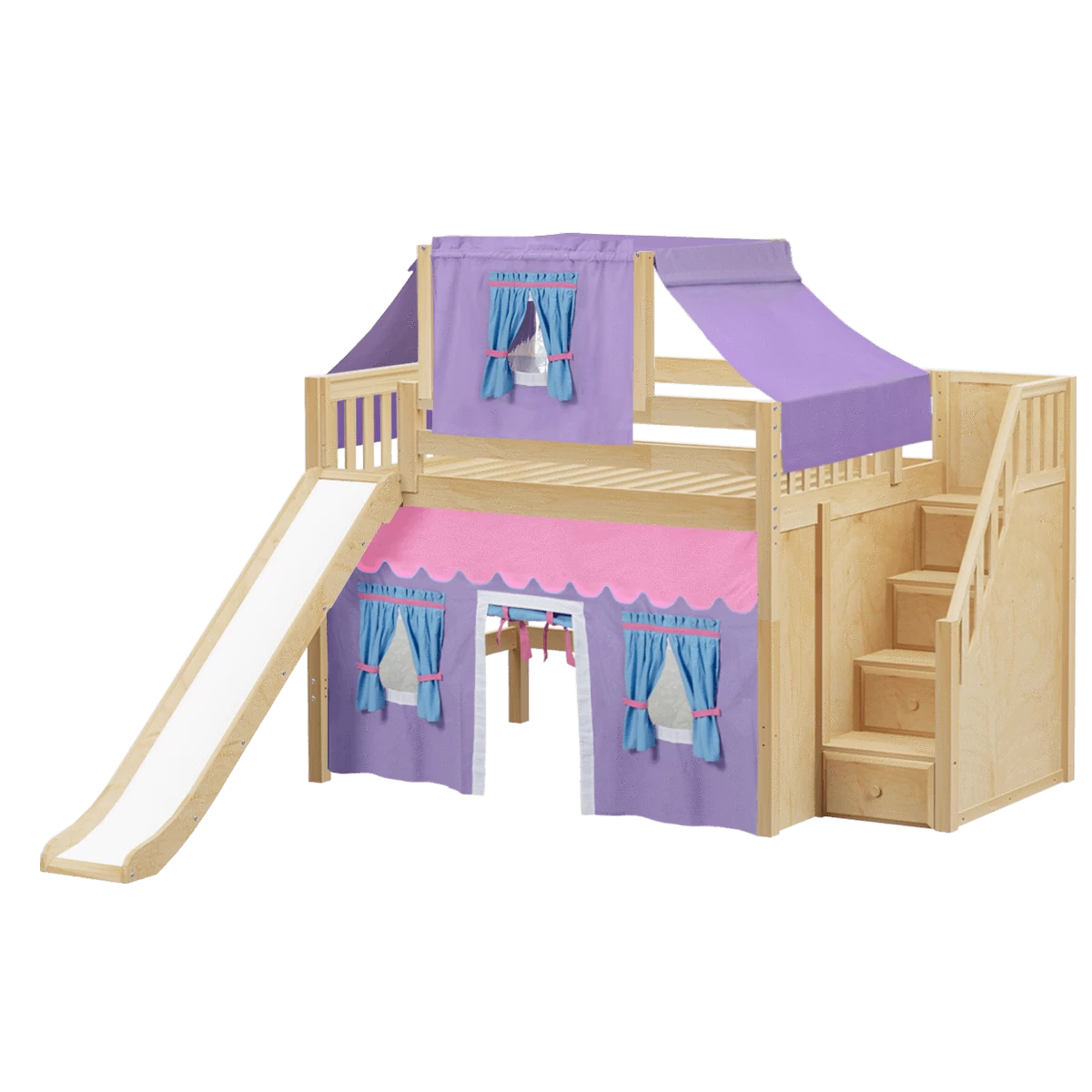 Maxtrix Full Mid Loft Bed With Stairs, Curtain, Top Tent + Slide 10 Maxtrix Full Mid Loft Bed With Stairs, Curtain, Top Tent + Slide - Image 8