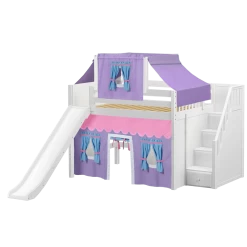 Maxtrix Full Mid Loft Bed With Stairs, Curtain, Top Tent + Slide 40 Maxtrix Full Mid Loft Bed With Stairs, Curtain, Top Tent + Slide -Kid Furniture FINE27 WP 353ae386 be66 4383 b68d cc77ddd66008