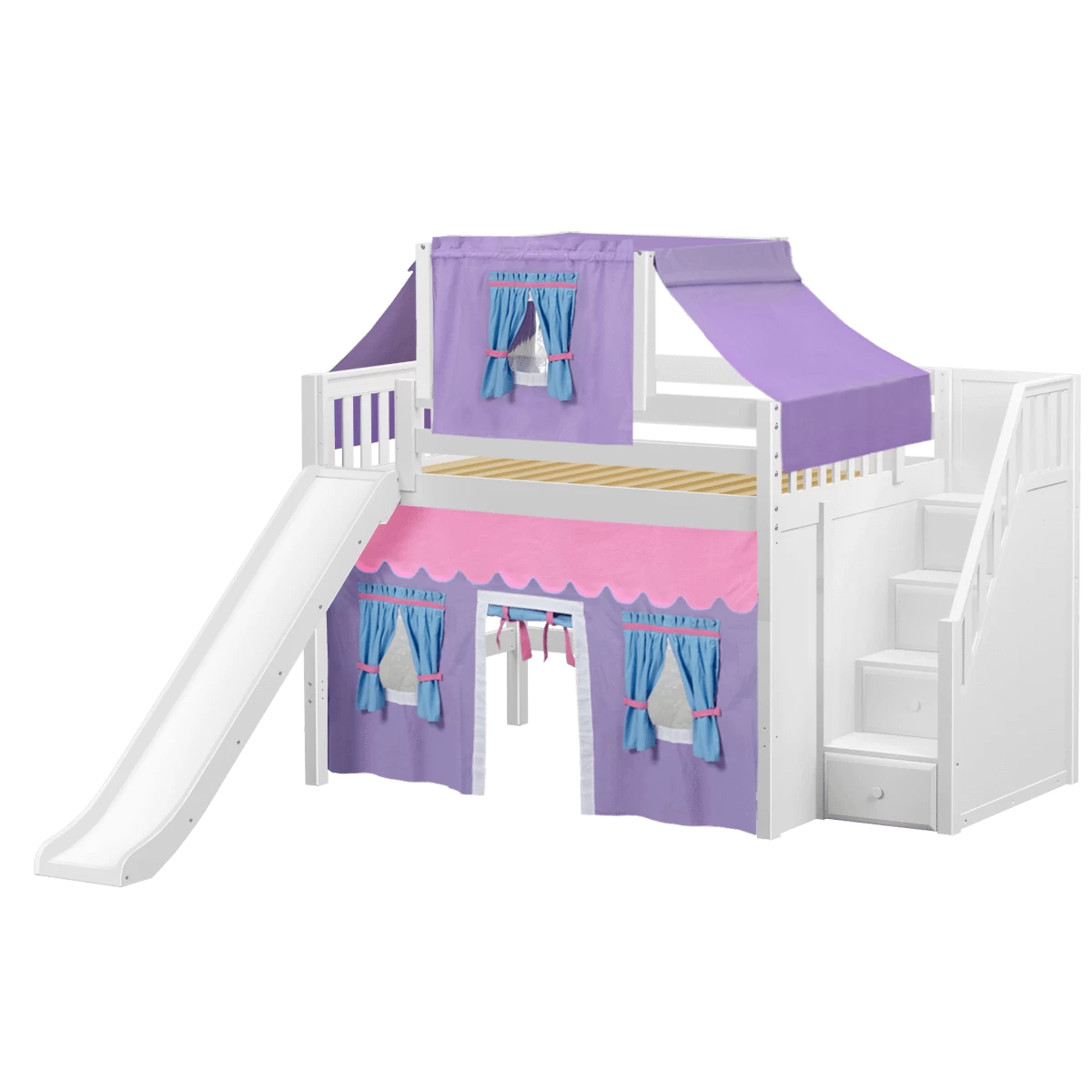 Maxtrix Full Mid Loft Bed With Stairs, Curtain, Top Tent + Slide 13 Maxtrix Full Mid Loft Bed With Stairs, Curtain, Top Tent + Slide - Image 11