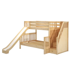 Maxtrix Medium Twin XL Over Full XL Bunk Bed With Stairs + Slide 24 Maxtrix Medium Twin XL Over Full XL Bunk Bed With Stairs + Slide -Kid Furniture FOXTROT NS d084c70e f59b 4350 a893 aa949f48b167