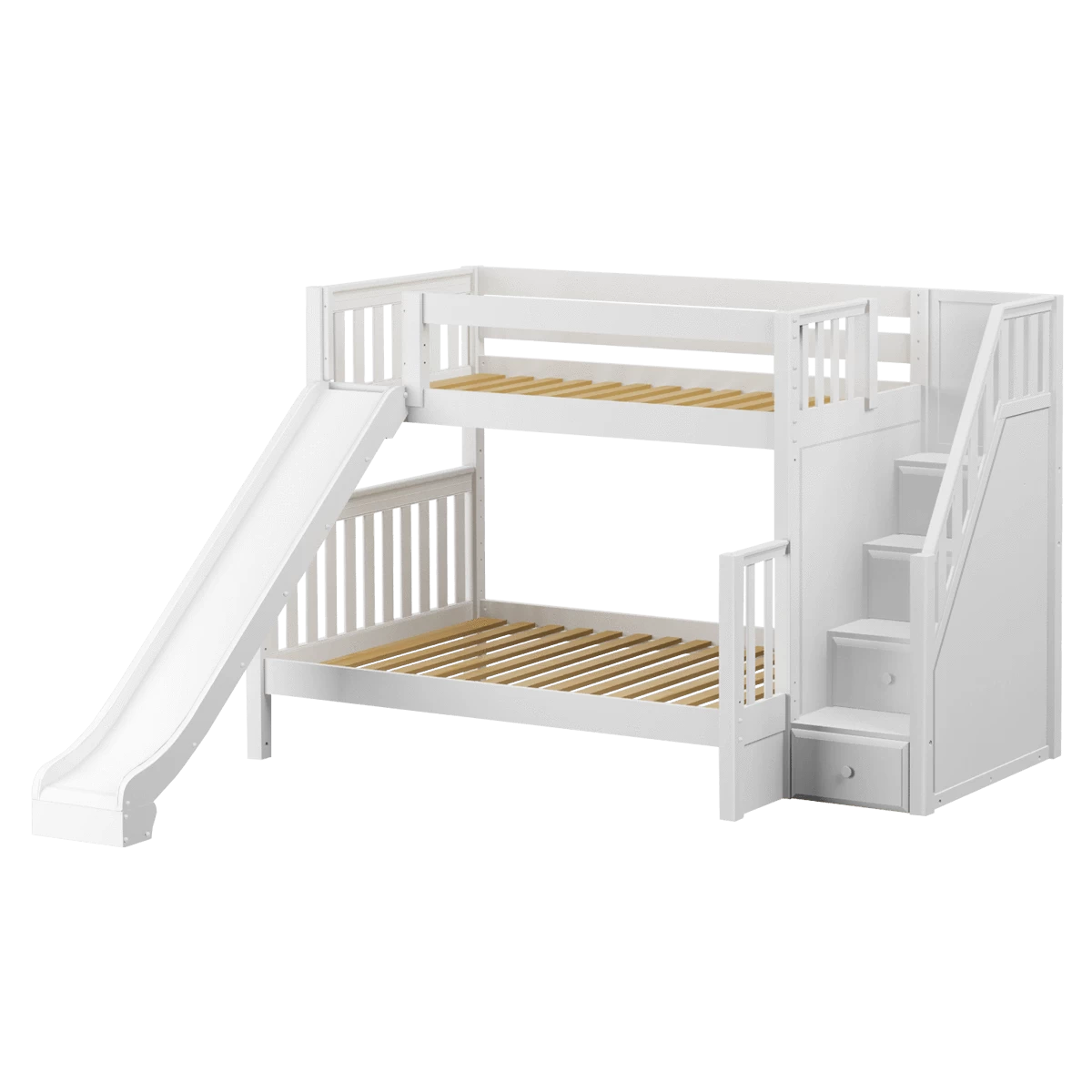 Maxtrix Medium Twin XL Over Full XL Bunk Bed With Stairs + Slide 3 Maxtrix Medium Twin XL Over Full XL Bunk Bed With Stairs + Slide