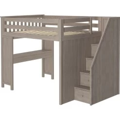 Jackpot Deluxe Fulham Full Size Loft With Staircase + Desk -Kid Furniture FulhamStoneLeft 1 3d701060 f29d 4289 93a0 c6732aac197f
