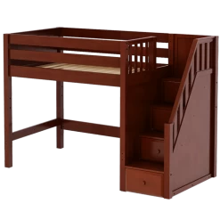 Maxtrix Twin Mid Loft Bed With Stairs -Kid Furniture GALANT CP 8cab2e20 1ff7 428e 9b4f ea3a75688a74