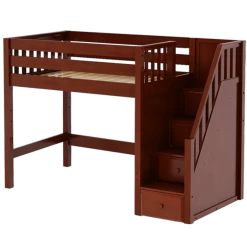 Maxtrix Twin Mid Loft Bed With Stairs -Kid Furniture GALANT CS 8b6f98b5 4801 4740 b0c3 ed023dbff07f