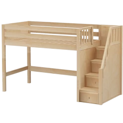 Maxtrix Twin Mid Loft Bed With Stairs -Kid Furniture GALANT NP 96904293 ce83 4961 b758 43cffccf6a69