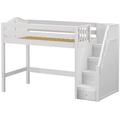 Maxtrix Twin Mid Loft Bed With Stairs -Kid Furniture GALANT WC 61ecc081 da1e 49c3 940d c7fa25eed2a6